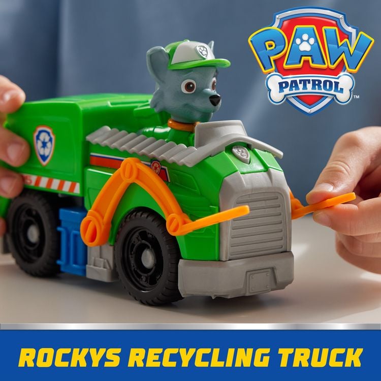 Produktbild: PAW Patrol Rocky-Figur mit Recycling-Truck, stabiles Basis-Fahrzeug (2025), authentisches Spielzeug zur Serie f&uuml;r Kinder ab 3 Jahren