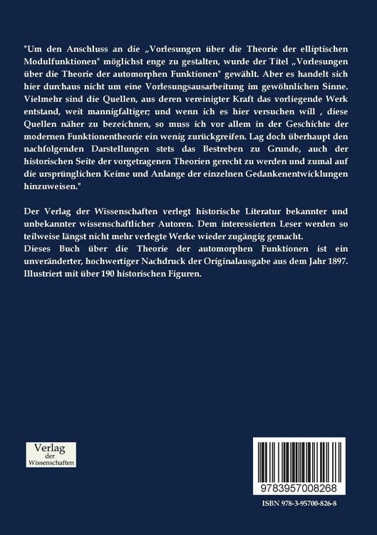 Produktbild: Die gruppentheoretischen Grundlagen der automorphen Funktionen