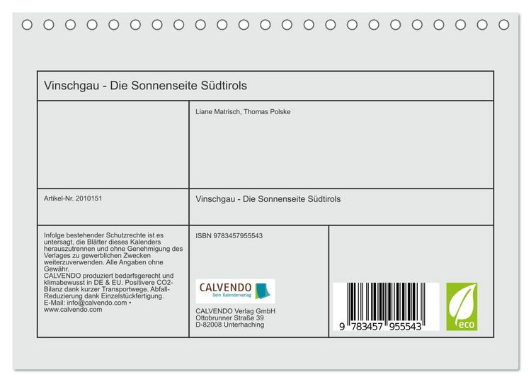 Produktbild: Vinschgau - Die Sonnenseite S&uuml;dtirols (Tischkalender 2026 DIN A5 quer), CALVENDO Monatskalender