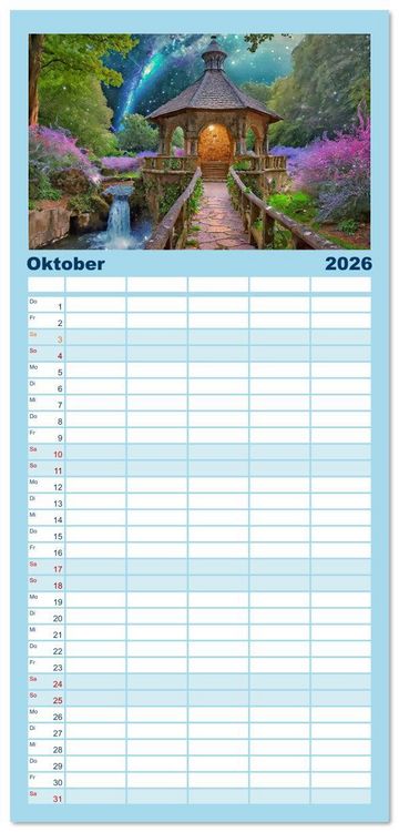 Produktbild: Familienplaner 2026 - Pl&auml;tze zum Tr&auml;umen mit 5 Spalten (Wandkalender, 21 x 45 cm) CALVENDO