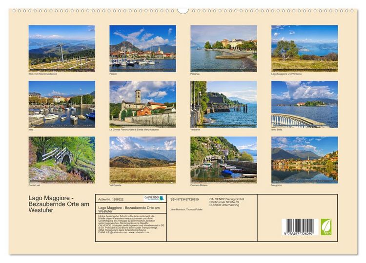 Produktbild: Lago Maggiore - Bezaubernde Orte am Westufer (hochwertiger Premium Wandkalender 2026 DIN A2 quer), Kunstdruck in Hochglanz