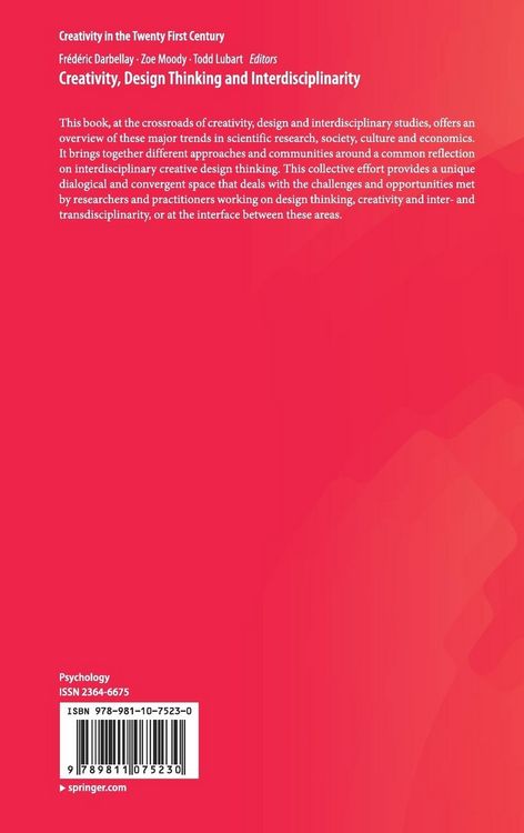 Produktbild: Creativity, Design Thinking and Interdisciplinarity