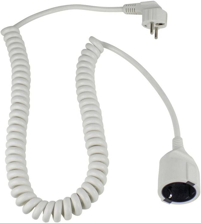 Produktbild: AS Schwabe 70412 Strom Verl&auml;ngerungskabel 16 A Wei&szlig; 2.50 m H05VV-F 3G 1,5 mm&sup2; Spiralkabel