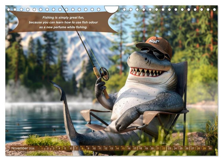 Produktbild: Funny charming animals as fishermen (Wall Calendar 2026 DIN A4 landscape), CALVENDO 12 Month Wall Calendar