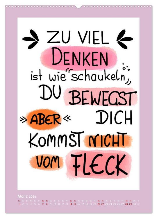 Produktbild: Nachgedacht-Spr&uuml;che und Zitate (Wandkalender 2026 DIN A2 hoch), CALVENDO Monatskalender