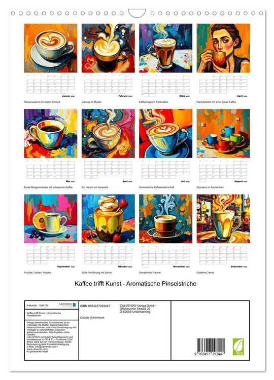 Produktbild: Kaffee trifft Kunst - Aromatische Pinselstriche (Wandkalender 2026 DIN A3 hoch), CALVENDO Monatskalender