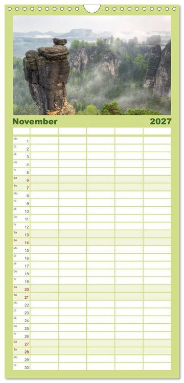 Produktbild: Familienplaner 2027 - Wundersch&ouml;nes Elbsandsteingebirge mit 5 Spalten (Wandkalender, 21 x 45 cm) CALVENDO