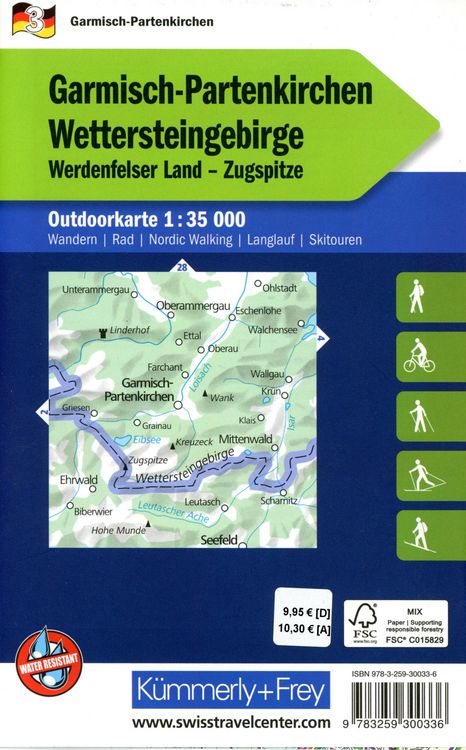 Produktbild: K&uuml;mmerly+Frey Outdoorkarte Deutschland 3 Garmisch-Partenkirchen, Wettersteingebirge 1:35.000