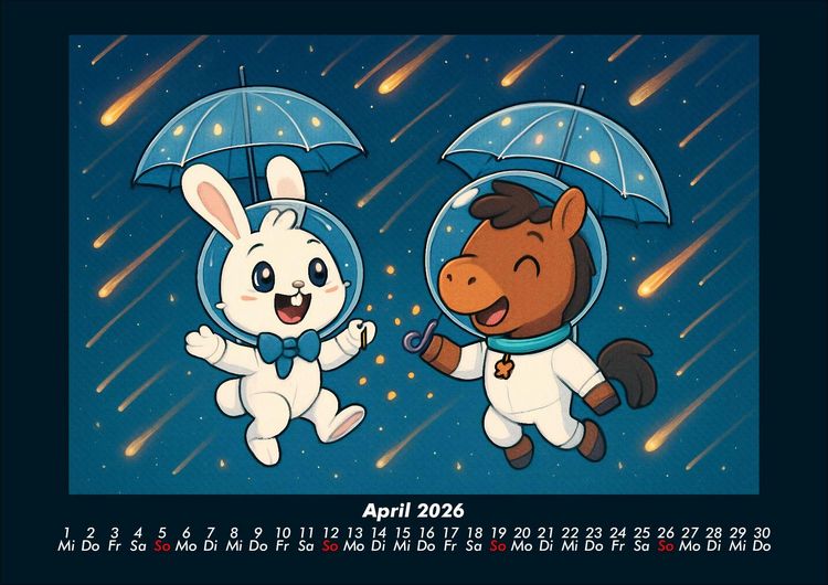 Produktbild: Bouncy & Huf - Im Weltraum 2026 Fotokalender DIN A4