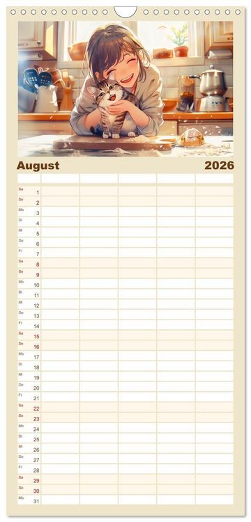Produktbild: Familienplaner 2026 - Tierische Anime-Freunde - Fr&ouml;hliche Streifz&uuml;ge mit Hund und Katze mit 5 Spalten (Wandkalender, 21 x 45 cm) CALVENDO