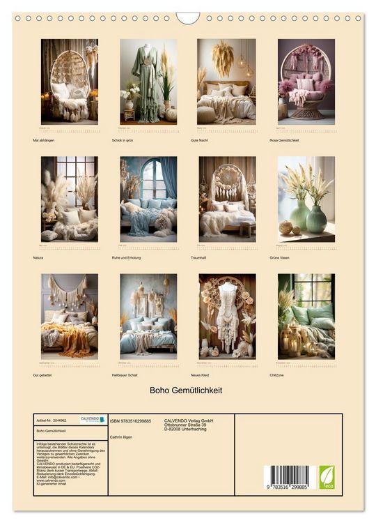 Produktbild: Boho Gem&uuml;tlichkeit (Wandkalender 2026 DIN A3 hoch), CALVENDO Monatskalender