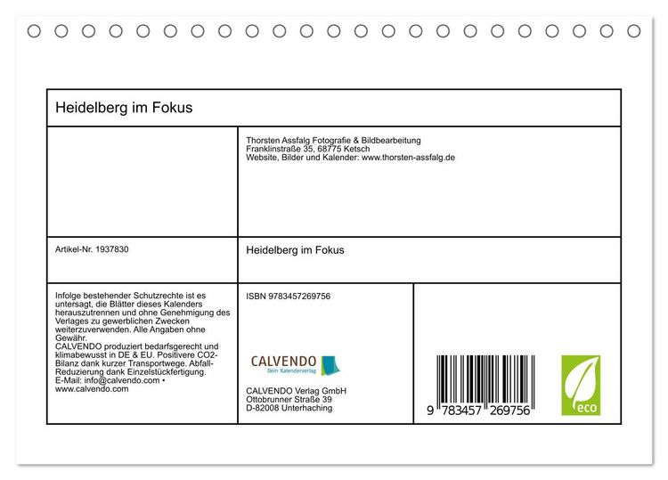 Produktbild: Heidelberg im Fokus (Tischkalender 2026 DIN A5 quer), CALVENDO Monatskalender