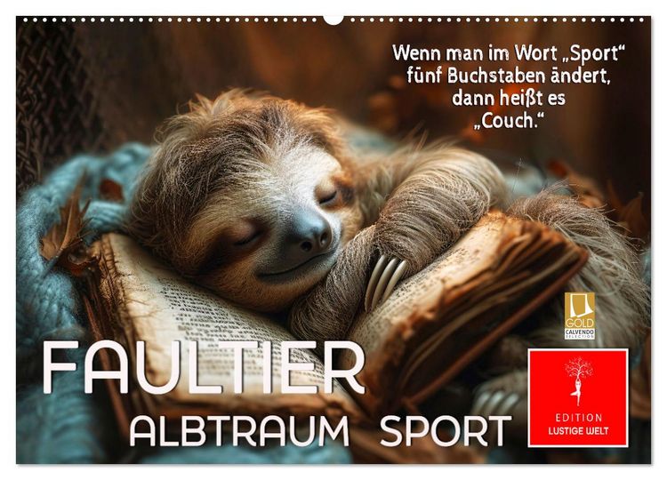 Produktbild: Faultier - Albtraum Sport (Wandkalender 2026 DIN A2 quer), CALVENDO Monatskalender