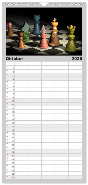 Produktbild: Familienplaner 2026 - SCHACH - Spiel der K&ouml;nige mit 5 Spalten (Wandkalender, 21 x 45 cm) CALVENDO