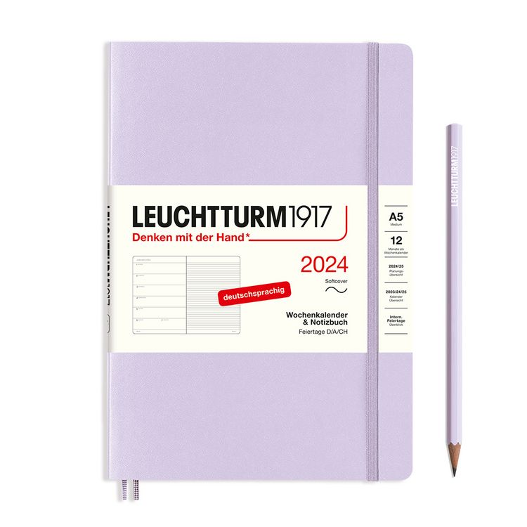 Produktbild: LEUCHTTURM1917 Wochenkalender & Notizbuch Medium (A5) 2024, Softcover, Lilac, Deutsch