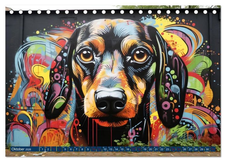 Produktbild: Graffiti Hunde (Tischkalender 2026 DIN A5 quer), CALVENDO Monatskalender