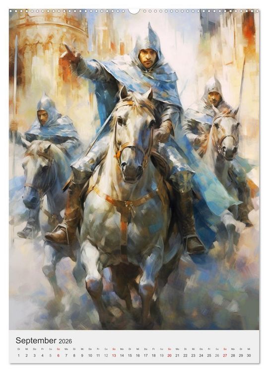 Produktbild: Das fesselnde Rittertum. Faszination Mittelalter in tollen Fantasy-Illustrationen (hochwertiger Premium Wandkalender 2026 DIN A2 hoch), Kunstdruck in Hochglanz