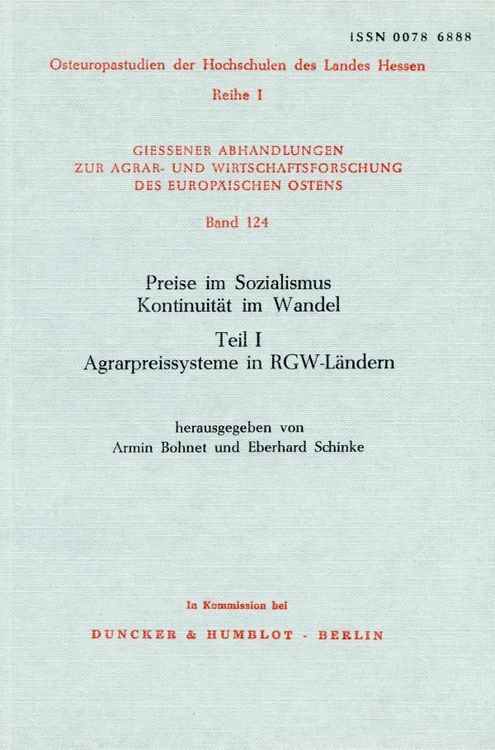 Produktbild: Preise im Sozialismus - Kontinuit&auml;t im Wandel.