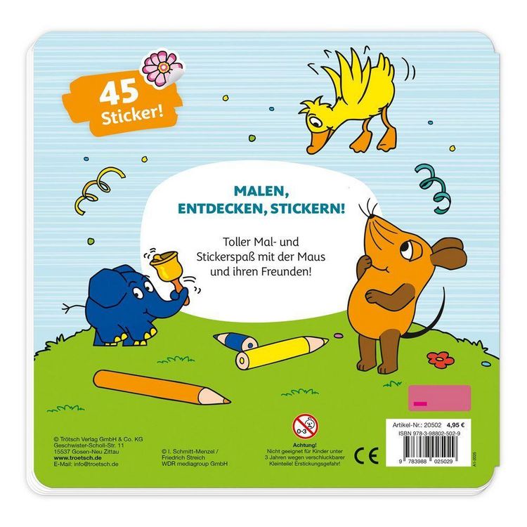 Produktbild: Tr&ouml;tsch Die Maus Stickermalbuch Malbuch mit Stickern