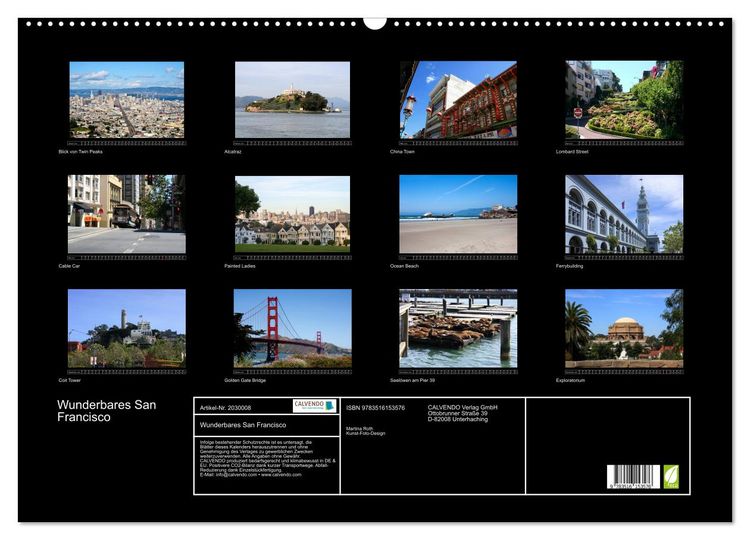 Produktbild: Wunderbares San Francisco (Wandkalender 2026 DIN A2 quer), CALVENDO Monatskalender