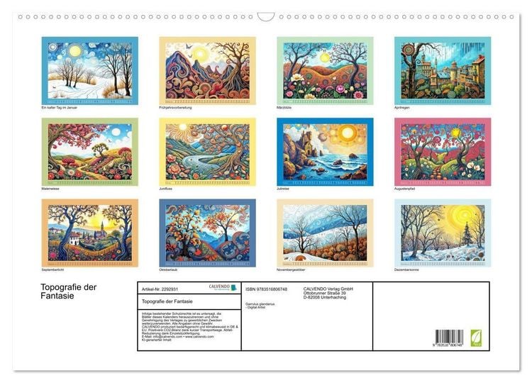 Produktbild: Topografie der Fantasie (Wandkalender 2027 DIN A2 quer), CALVENDO Monatskalender