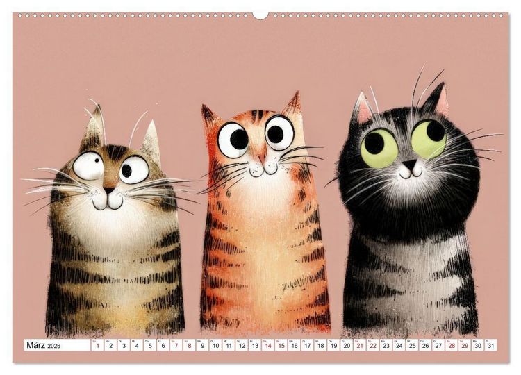 Produktbild: Gute Laune Katzen (hochwertiger Premium Wandkalender 2026 DIN A2 quer), Kunstdruck in Hochglanz