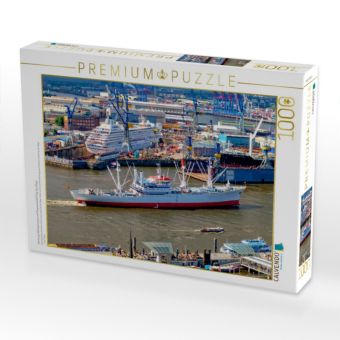 Produktbild: CALVENDO Puzzle Hamburg Hafenpanorama mit Museumsschiff Cap San Diego | 1000 Teile Lege-Gr&ouml;&szlig;e 64x48cm Foto-Puzzle f&uuml;r gl&uuml;ckliche Stunden
