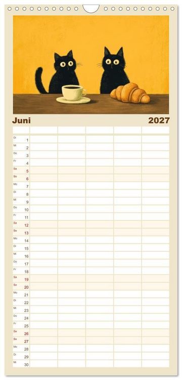 Produktbild: Familienplaner 2027 - Gute Laune Katzen mit 5 Spalten (Wandkalender, 21 x 45 cm) CALVENDO