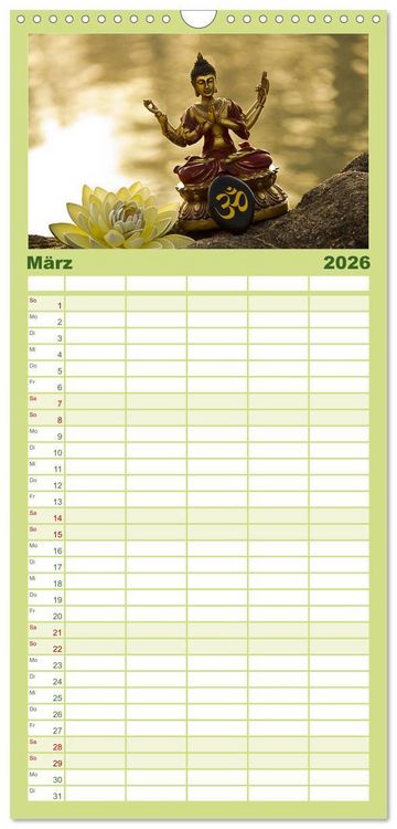 Produktbild: Familienplaner 2026 - SPIRIT OF ZEN Meditation mit 5 Spalten (Wandkalender, 21 x 45 cm) CALVENDO
