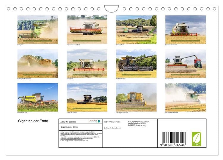 Produktbild: Giganten der Ernte (Wandkalender 2026 DIN A4 quer), CALVENDO Monatskalender