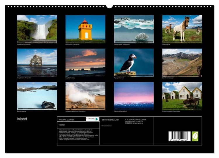 Produktbild: Island (hochwertiger Premium Wandkalender 2026 DIN A2 quer), Kunstdruck in Hochglanz