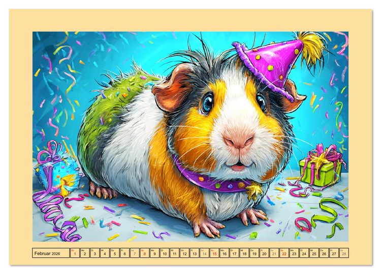 Produktbild: Niedliche Meerschweinchen. Zauberhafte Cartoons mit Witz und Charme (hochwertiger Premium Wandkalender 2026 DIN A2 quer), Kunstdruck in Hochglanz