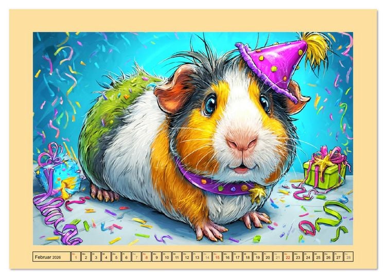 Produktbild: Niedliche Meerschweinchen. Zauberhafte Cartoons mit Witz und Charme (Wandkalender 2026 DIN A2 quer), CALVENDO Monatskalender