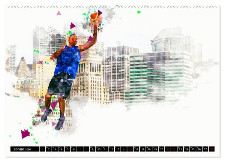 Produktbild: Basketball Art (hochwertiger Premium Wandkalender 2026 DIN A2 quer), Kunstdruck in Hochglanz