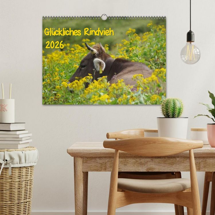Produktbild: Gl&uuml;ckliches Rindvieh 2026 (Wandkalender 2026 DIN A3 quer), CALVENDO Monatskalender
