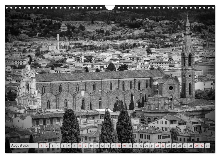 Produktbild: FLORENZ Monochrome Impressionen (Wandkalender 2026 DIN A3 quer), CALVENDO Monatskalender
