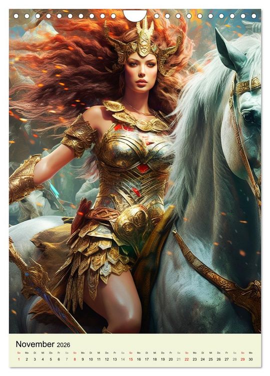 Produktbild: Antike Amazonen. Furchtlose Fantasy-Kriegerinnen (Wandkalender 2026 DIN A4 hoch), CALVENDO Monatskalender