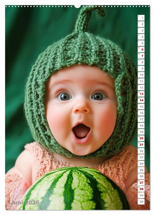 Produktbild: Babys in Bestform - Lustige Fr&uuml;chtchen (hochwertiger Premium Wandkalender 2026 DIN A2 hoch), Kunstdruck in Hochglanz
