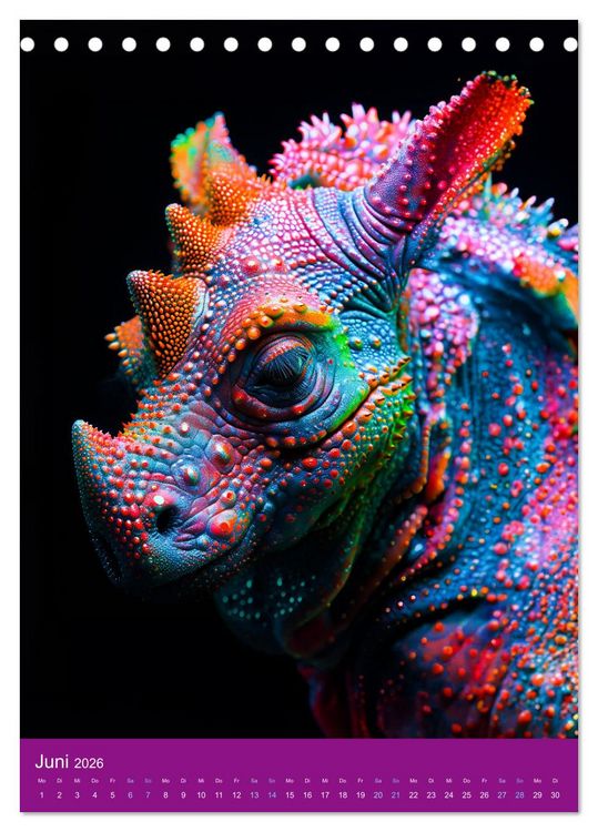 Produktbild: Neon-Evolution - Fluoreszierende Fantasietiere der KI-Welt (Tischkalender 2026 DIN A5 hoch), CALVENDO Monatskalender