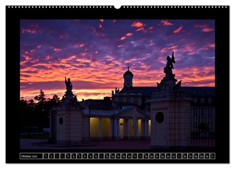 Produktbild: Karlsruhe Tag und Nacht (hochwertiger Premium Wandkalender 2026 DIN A2 quer), Kunstdruck in Hochglanz