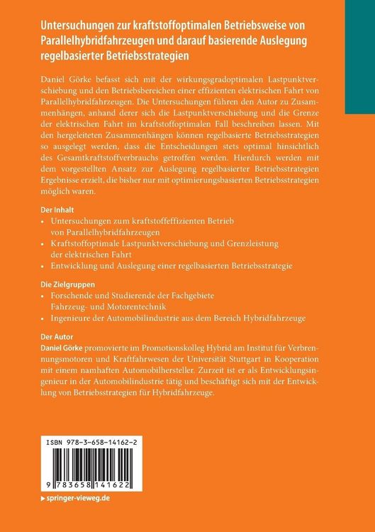 Produktbild: Untersuchungen zur kraftstoffoptimalen Betriebsweise von Parallelhybridfahrzeugen und darauf basierende Auslegung regelbasierter Betriebsstrategien