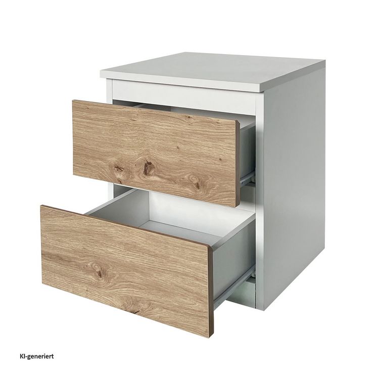 Produktbild: HTI-Living HTI-Living Nachtkommode 2er Set Wei&szlig;-Artisaneiche mit 2 grifflosen Schubladen