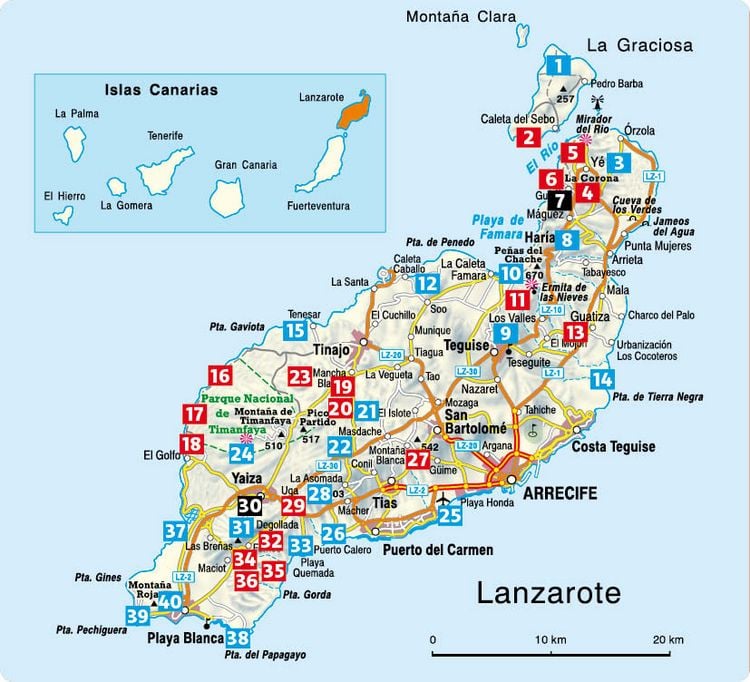 Produktbild: ROTHER Wanderf&uuml;hrer Lanzarote. 40 Touren auf der Feuerinsel im Atlantik &ndash; die sch&ouml;nsten K&uuml;sten- und Vulkanwanderungen