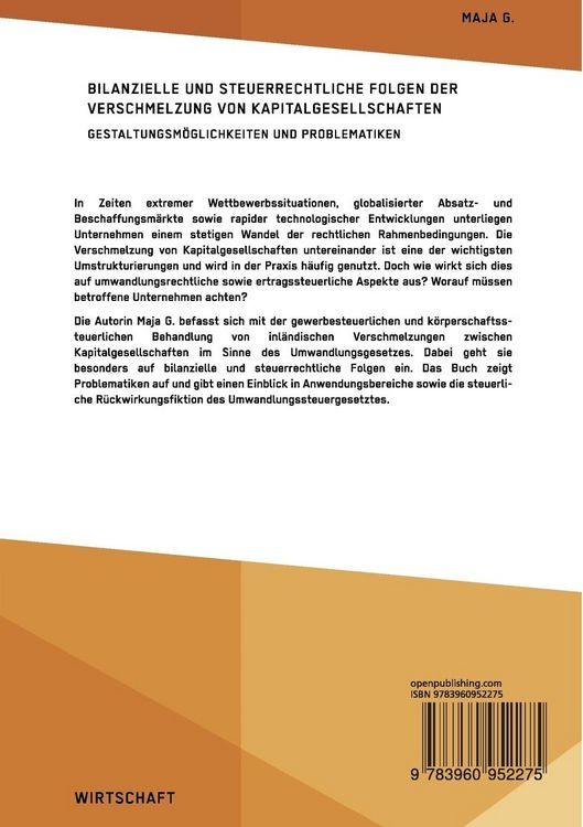 Produktbild: Bilanzielle und steuerrechtliche Folgen der Verschmelzung von Kapitalgesellschaften