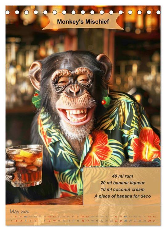 Produktbild: Animal cocktail creations for bartenders (Desk Calendar 2026 DIN A5 portrait), CALVENDO 12 Month DeskCalendar