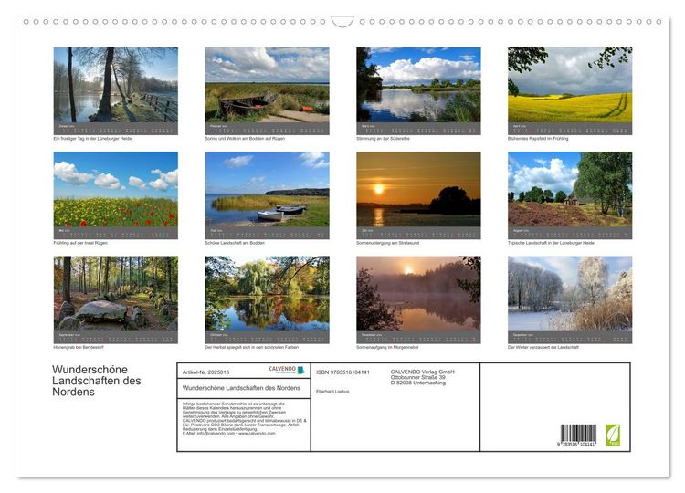 Produktbild: Wundersch&ouml;ne Landschaften des Nordens (Wandkalender 2026 DIN A2 quer), CALVENDO Monatskalender