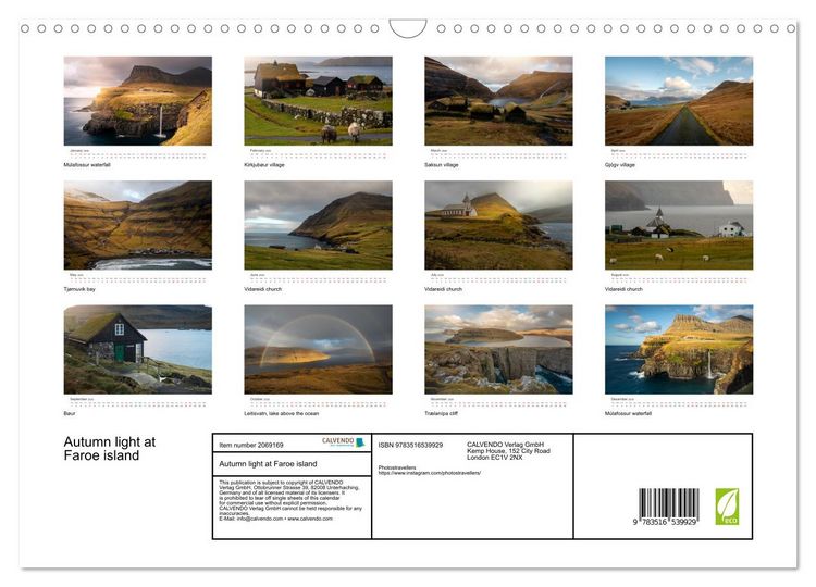 Produktbild: Autumn light at Faroe island (Wall Calendar 2026 DIN A3 landscape), CALVENDO 12 Month Wall Calendar