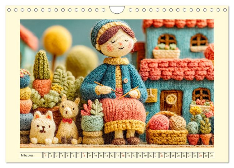Produktbild: Wollige Maschenwelt. Gestrickte Harmonie f&uuml;r gem&uuml;tliche Momente (Wandkalender 2026 DIN A4 quer), CALVENDO Monatskalender