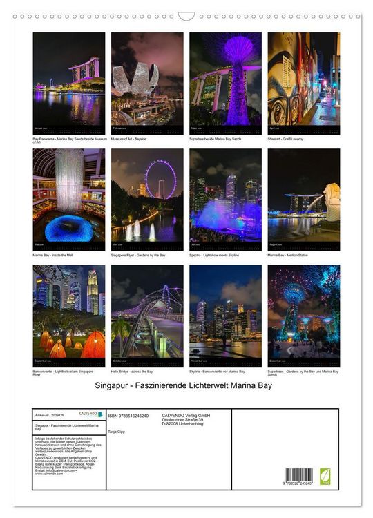 Produktbild: Singapur - Faszinierende Lichterwelt Marina Bay (Wandkalender 2026 DIN A2 hoch), CALVENDO Monatskalender