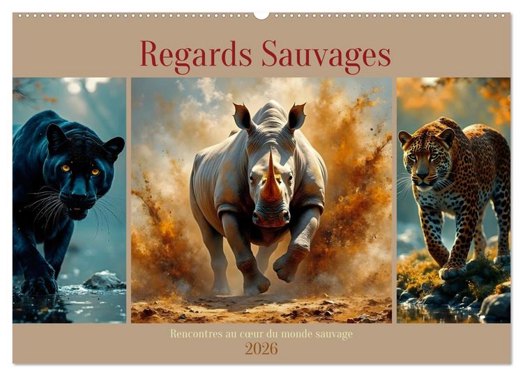 Produktbild: Regards Sauvages &ndash; Rencontres au c&oelig;ur du monde sauvage (Calendrier mural 2026 DIN A2 vertical), CALVENDO calendrier mensuel